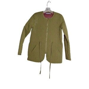 Signature Weekend Quilted Zippered Jacket W/Cinch Waist Army Green Women Size Sm